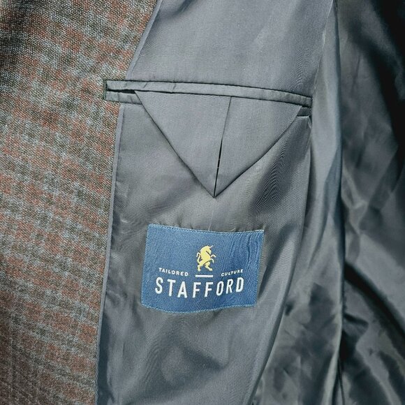 Stafford Classic Fit Blazer Coat 52R 2 Button Stretch Seasonal Texture Plaid New - Picture 8 of 13
